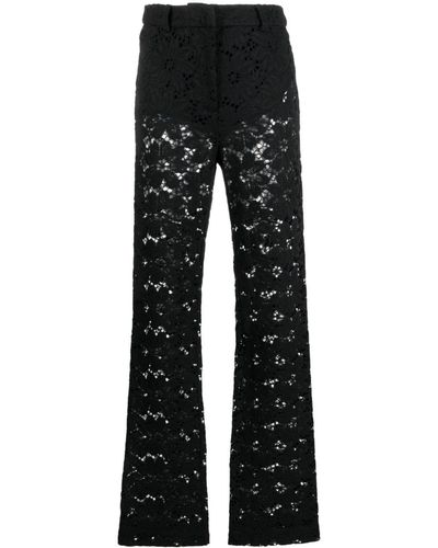 ROTATE BIRGER CHRISTENSEN Floral-lace Straight Pants - Black