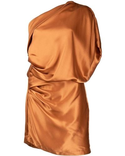 Michelle Mason ワンショルダー シルクミニドレス - オレンジ