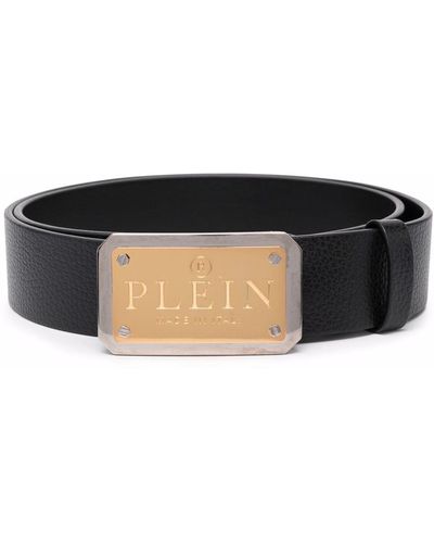 Philipp Plein Logo-plaque Buckle Leather Belt - Black
