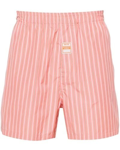 Martine Rose Striped Mid-rise Deck Shorts - Pink