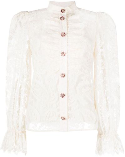 Zimmermann Blusa Lyrical Lace - Blanco