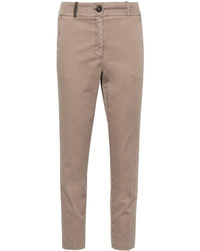 Peserico Pressed-crease Tapered Trousers - Naturel