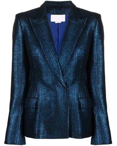 Genny Metallic Tweed Blazer - Blue