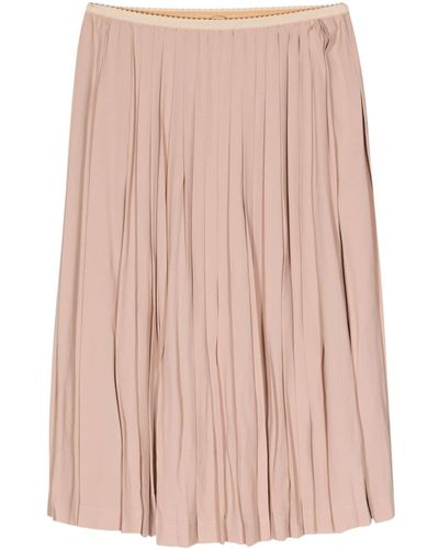N°21 High-waisted Pleated Midi Skirt - Pink
