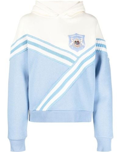 Each x Other College-patch Striped Hoodie - Blue