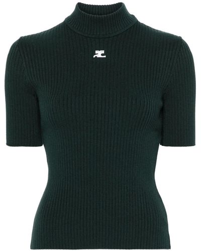 Courreges Reedition Logo-patch Knitted Top - Green