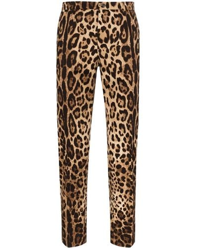 Dolce & Gabbana Pantalones de vestir con motivo de leopardo - Marrón