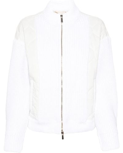 Moorer Lorelei Knit-panels Jacket - White