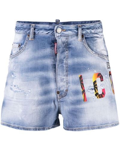 DSquared² Pantalones vaqueros cortos con estampado icon - Azul