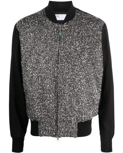 4SDESIGNS Chainmail-detail Bomber Jacket - Gray