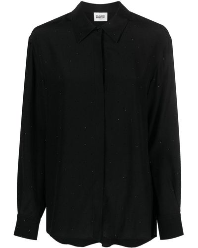 Claudie Pierlot Crystal-embellished Silk Shirt - Black