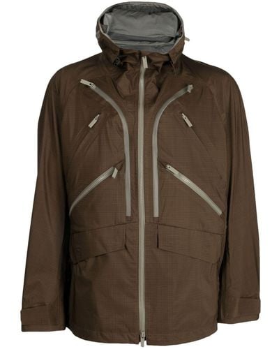 White Mountaineering Zip-up Plaid Hooded Jacket - Brown