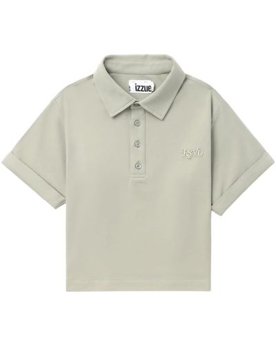 Izzue Logo-embroidered Polo Top - Grey