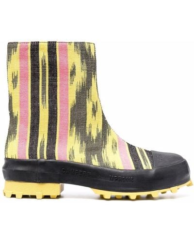 Camper Traktori Abstract-print Ankle Boots - Yellow
