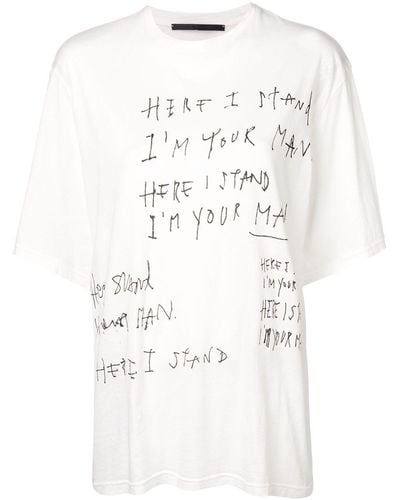 Haider Ackermann T-shirt oversize à détails de slogans - Blanc