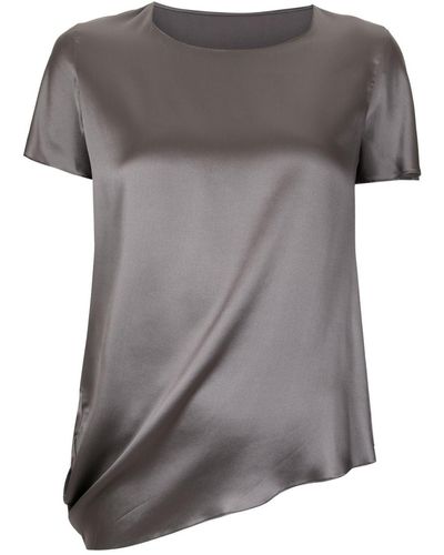 UMA | Raquel Davidowicz Draped-detail Silk T-shirt - Grey