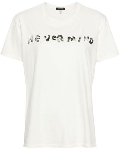 R13 T-shirt en coton à slogan imprimé - Blanc