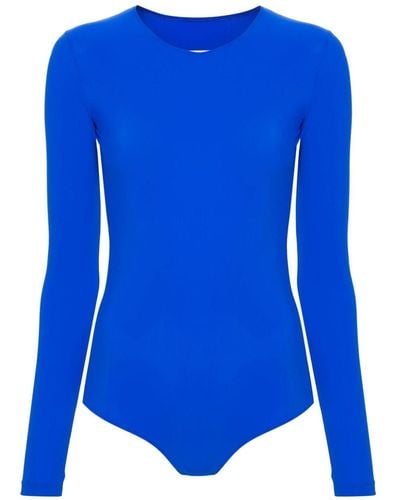MM6 by Maison Martin Margiela Numbers-print Long-sleeve Bodysuit - Blue