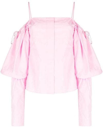 Rejina Pyo Bay Off-shoulder Cotton Blouse - Pink