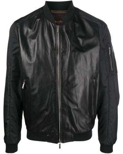 Moorer Edison-pek Leather Bomber Jacket - Black