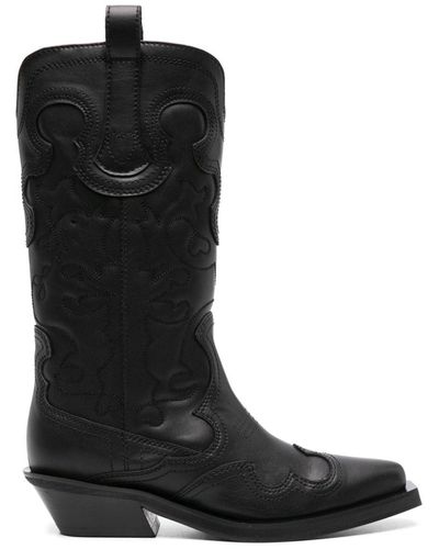 Ganni Panelled Calf-length Boots - Black