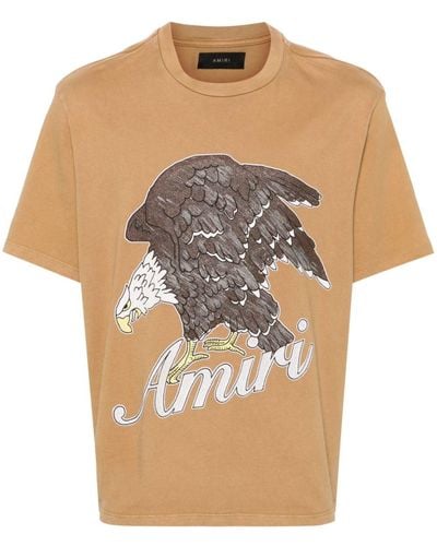 Amiri Eagle Print Cotton T-shirt - Natural