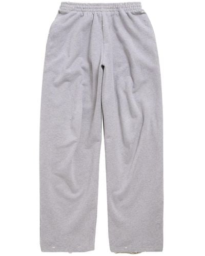 Balenciaga Baggy Cotton-fleece Track Pants - Gray