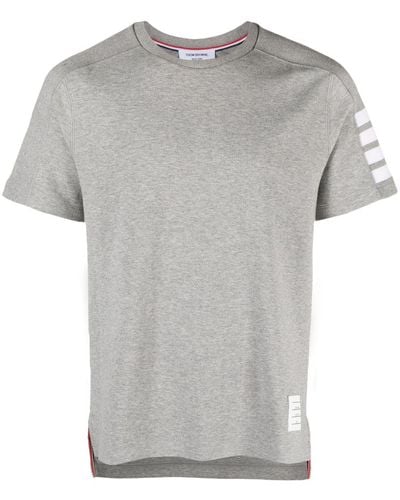 Thom Browne T-shirt Met Vier Strepen - Grijs