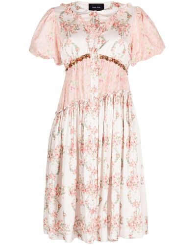 Simone Rocha Floral-print Midi Dress - Pink