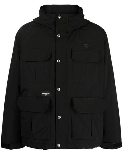 Chocoolate Flap-pockets Hooded Jacket - Black
