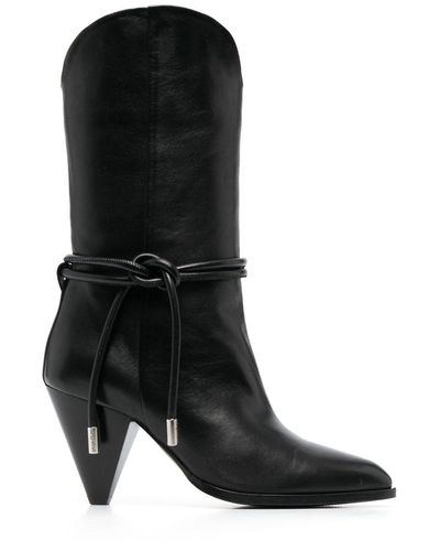 BOSS Pointed-toe Leather Boots - Black
