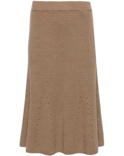 JOSEPH Perforated-detailing Ribbed-knit Skirt - Brown