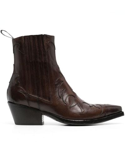 Sartore Embossed-detail Leather Ankle Boots - Brown