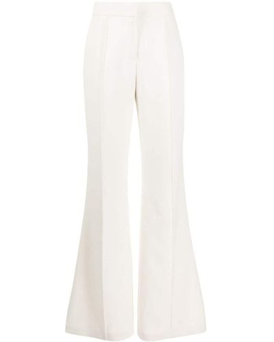 Elie Saab Pressed-crease Cady Flared Trousers - White