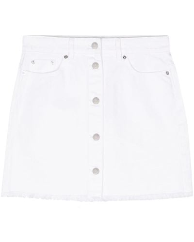 MICHAEL Michael Kors Frayed Denim Mini Skirt - White