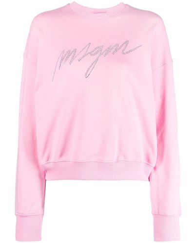 MSGM Logo-embellished Cotton Sweatshirt - Pink
