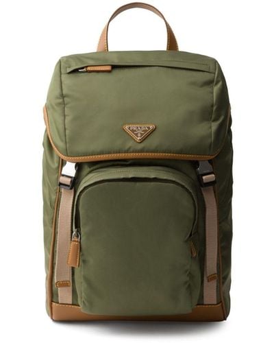 Prada Logo-triangle Buckled Backpack - Green