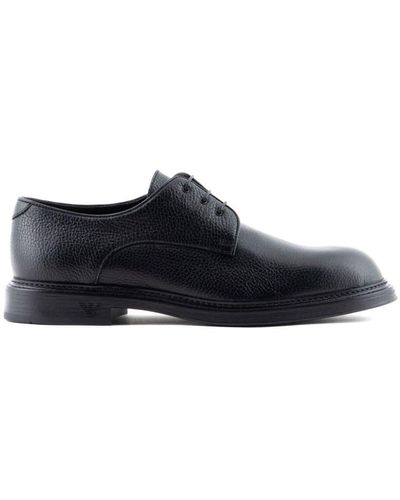 Emporio Armani Lace-up Leather Derby Shoes - Black