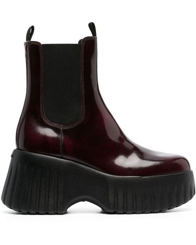 Hogan H-stripes Wedge Chelsea Boots - Black