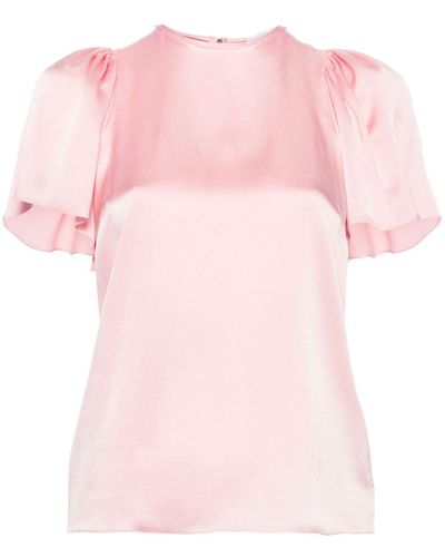 Lanvin Flutter-sleeve Silk Blouse - Pink