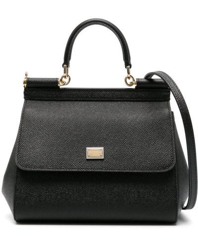 Dolce & Gabbana Small Sicily Leather Tote Bag - Black