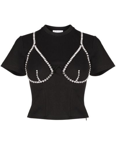 Area Crystal-embellished Cup-chain T-shirt - Black