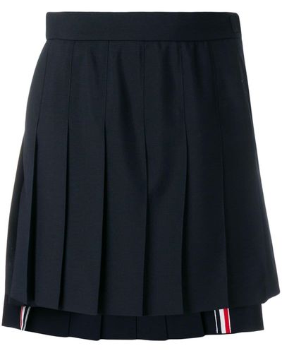 Thom Browne Dropped Back Mini Pleated Skirt In School Uniform Plain Weave - Blauw