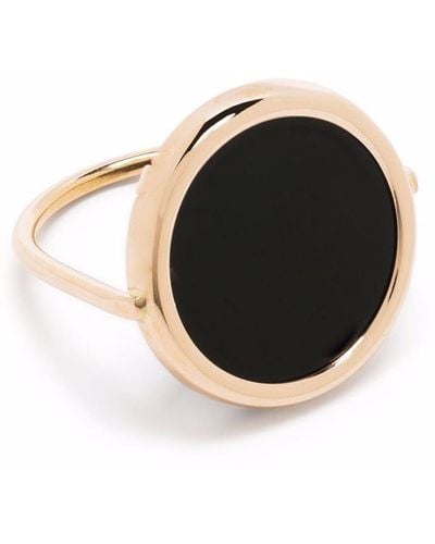 Ginette NY 18kt Rose Gold Onyx Disc Ring - Pink