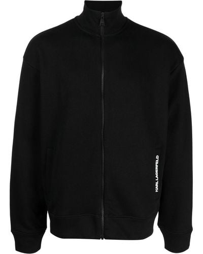 Karl Lagerfeld Logo-print Zip-up Cotton Sweatshirt - Black