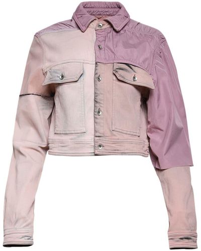 Rick Owens Patchwork Denim Cropped Jacket - Pink