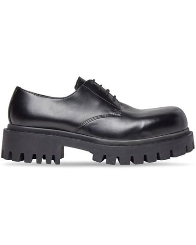Balenciaga Sergent Leather Derby Shoes - Black
