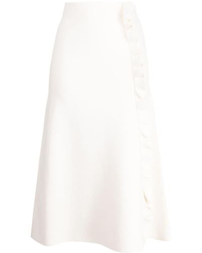 Jil Sander High-waist Ruffled-trim Midi Skirt - White