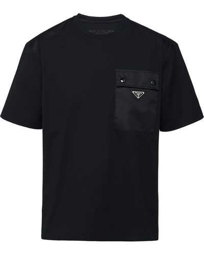 Prada T-Shirt mit geknöpfter Tasche - Schwarz