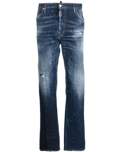 DSquared² Halbhohe Straight-Leg-Jeans - Blau